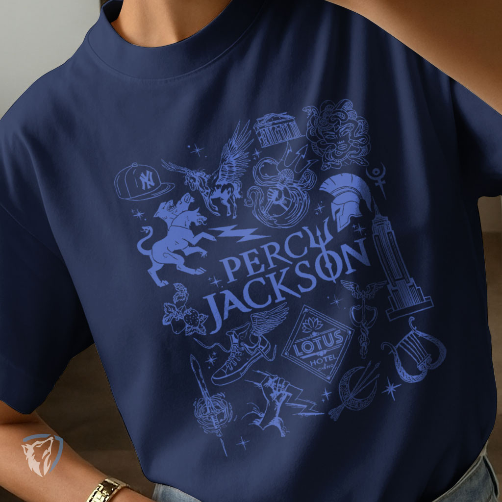 T-Shirt Percy Jackson Ícones Mitológicos | Visual Suave e Atemporal ...
