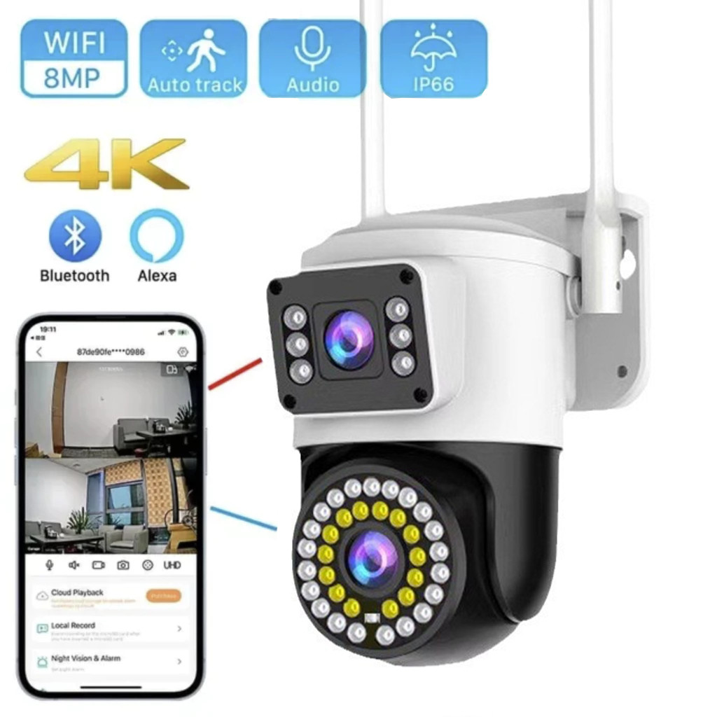 Câmera De Segurança Lente Dupla Wi-Fi 360° Sensor Movimento Visão ...