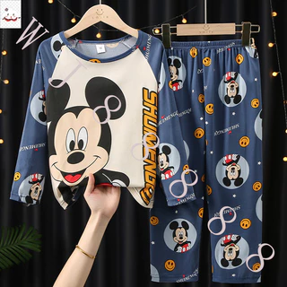 2-14 Pijamas Infantis, Meninos Meninas Primavera Outono Mickey Design de manga comprida para casa em Oferta na Shopee