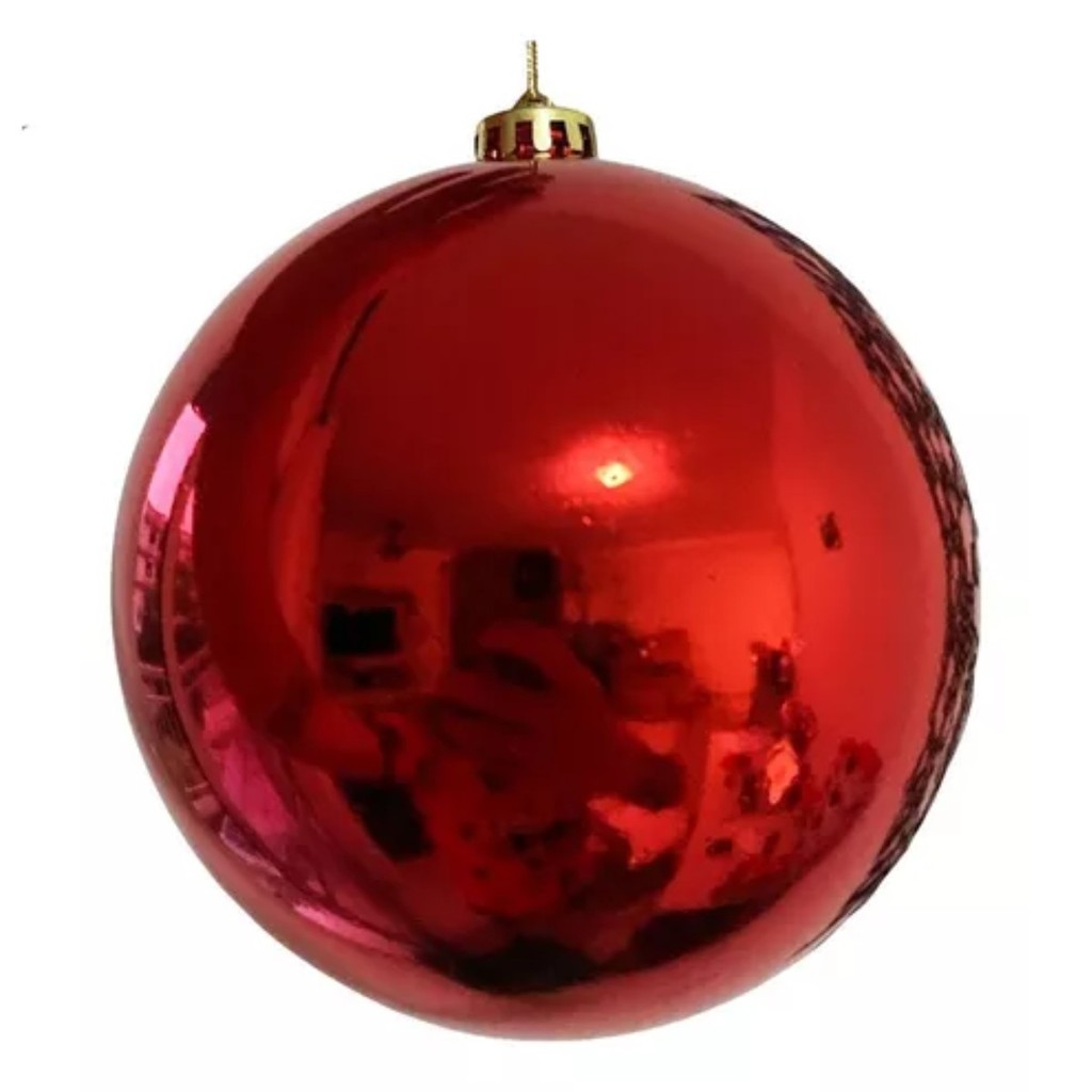 Bolas de Natal Grande 15cm Vermelha Brilhante Luxo 1 unid | Shopee Brasil