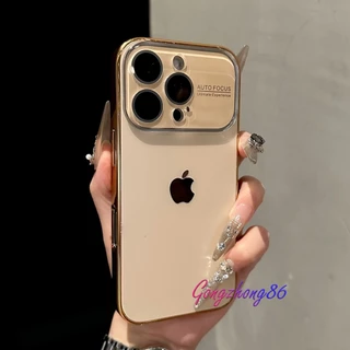 Capa Luxuosa Galvanizada Fosca Para iPhone 16 Pro Max 17 15 14 13 12 Protetor De Lente De Câmera De Vidro