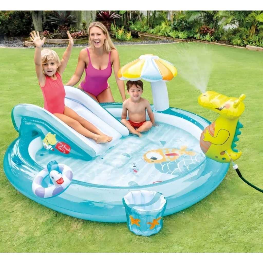 Piscina Playground Infantil Intex Jacaré Inflável Com Escorregador 160 ...
