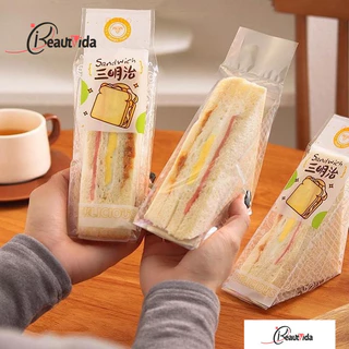  100 Peças Sacos Triangulares Transparentes Para Embalagem De Plástico Sanduíche De Pão Decoração De Festa De