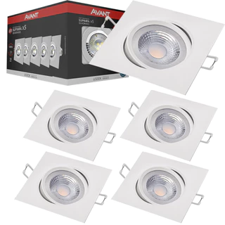 5 Luminária Spot Led De Embutir 5w Quadrado Luz Branca Direcionável 110v 220v Avant em Oferta na Shopee