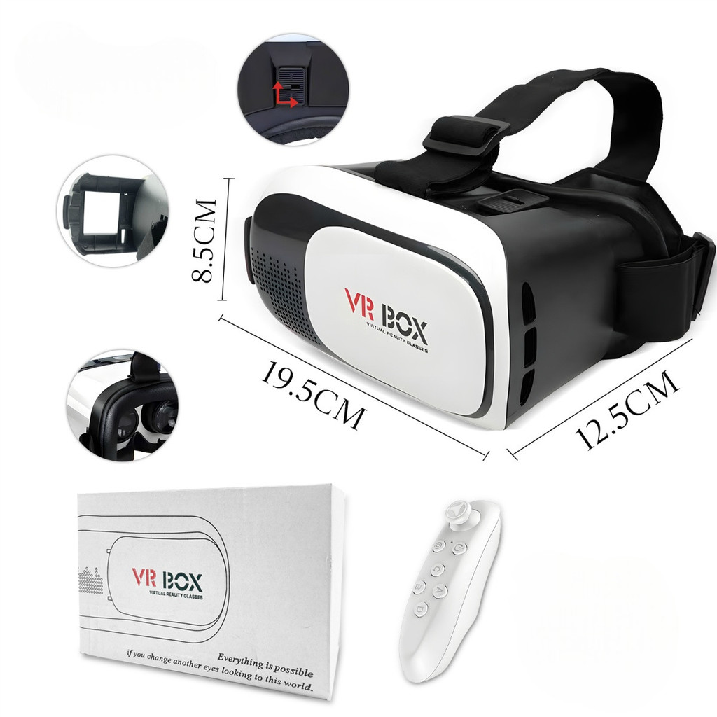 Óculos Vr Box 2.0 Realidade Virtual + Controle Cardboard 3d Bluetooth