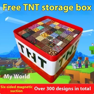 Bloco de construção magnético My Pixel World + caixa de armazenamento tnt para crianças combinam com bloco de construção