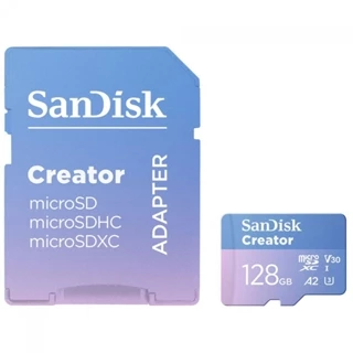 Cartão De Memória SanDisk Creator microSDXC UHS-I, 128GB, 190MBs, Com Adaptador, SDSQXAA-128G-GN6MS em Oferta na Shopee