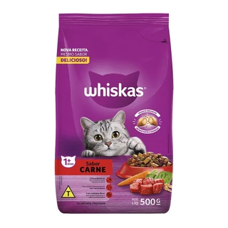 Ração para Gatos Whiskas Premium Carne com Delicrocs 500g em Oferta na Shopee