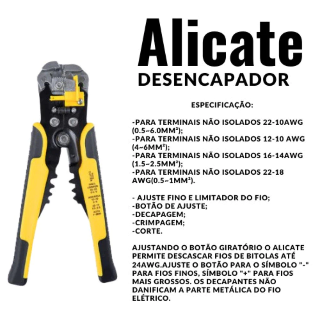 Kit Alicate Crimpar Descascador 1200 Terminais Ilhós Tubular - Imagem 2