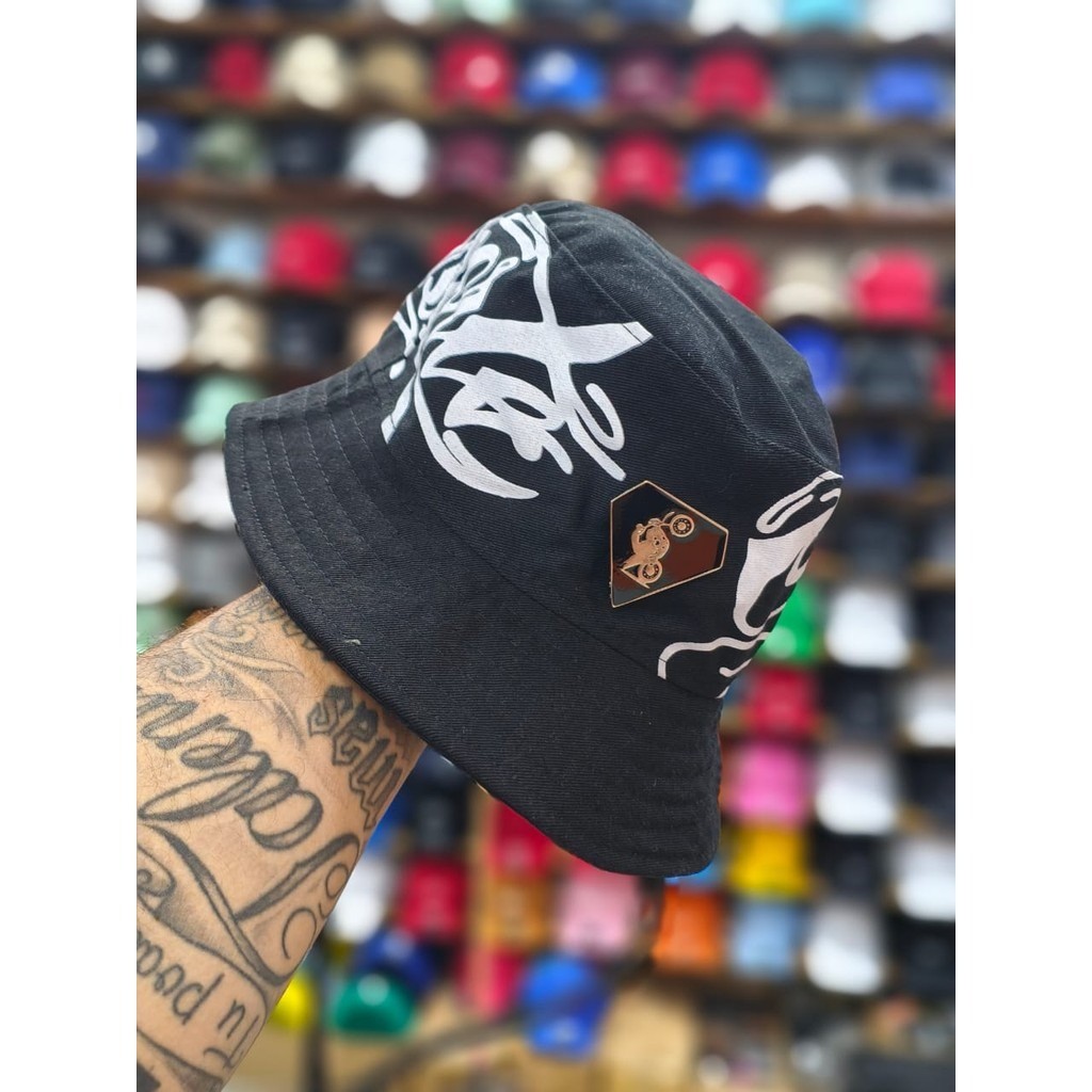 Chapeu Bucket Dupla Face Osascost Letreiro Masculino Pescador com