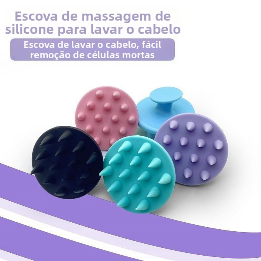 Kit 3 Escova Massageadora Para Lavar os Cabelos de Silicone | Shopee Brasil