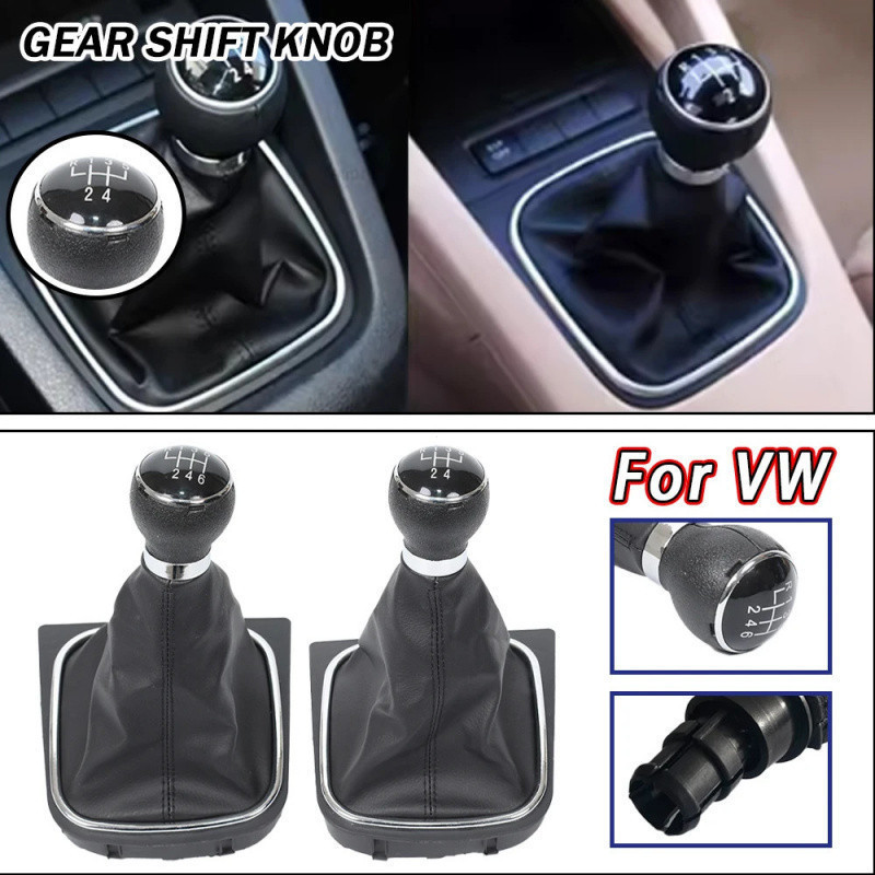 Manopla de Câmbio Manual de 5/6 Velocidades com Coifa de Couro para Volkswagen VW Golf 5 V 6 VI MK5 MK6 Jetta 2005-2014