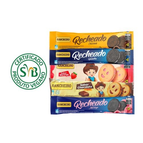 Kit 3 Biscoito Bolacha Recheada Vegana - Rancheiro - 90g | Shopee Brasil
