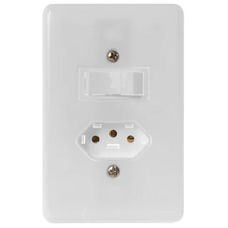 Interruptor Stylus Ilumi 1 Tecla Simples +1 Tomada 2P+T 6-10A 250V Com Placa 4X2 em Oferta na Shopee