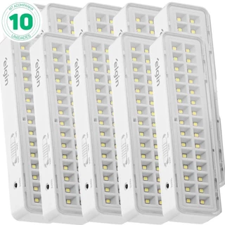 Kit 10 Luminárias de emergência 30 Leds branca - Elgin em Oferta na Shopee