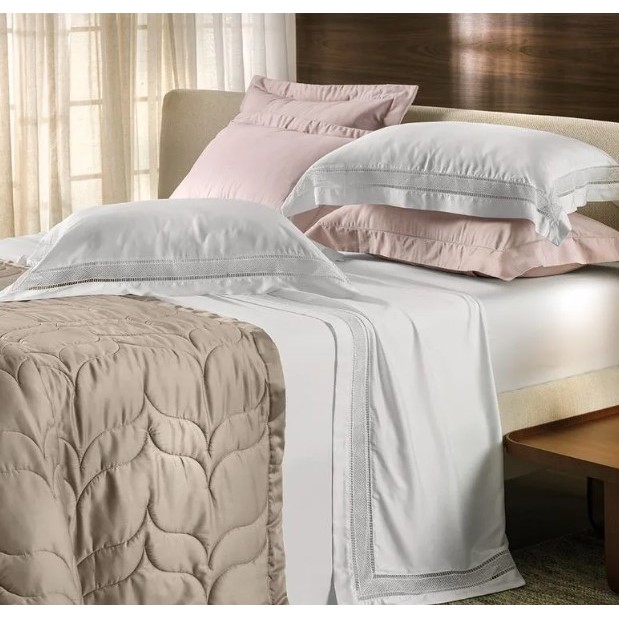 Jogo de Cama Queen Altenburg Cetim Bambu 300 Fios Unitá Branco Altenburg