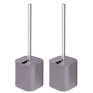 Jogo de Escovas Sanitárias Com Suporte e Tampa 2 Peças Dual Chumbo - Ou em Oferta na Shopee