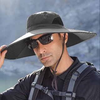 Chapéu de Sol Unissex Verão -Malha Respirável Poliéster, Aba Grande 12cm, Proteção Solar Uso Externo