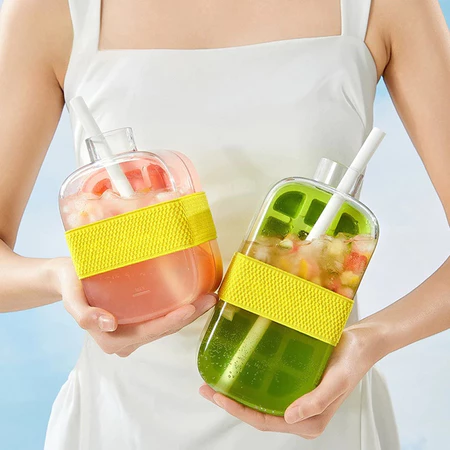 Garrafa Forma De Gelo 2 Em 1 Silicone Drinks Bebidas 500ml/800ml