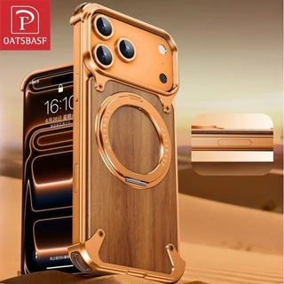 OATSBASF Capa De Telefone De Madeira Com 360° Suporte Magnético De Rotação Para iPhone 17 Pro Max/16 Pro Max/15 Pro Max