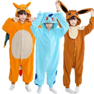 Trajes Pokémon Meninos Meninas Macacão Anime Kigurumis Charizard Roupa Carnaval Halloween Bonito Pijama Festa Terno