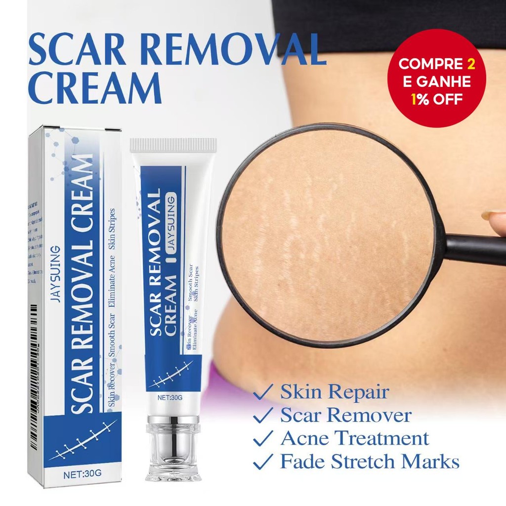 Creme para novas cicatrizes 30g - Clareia, suaviza a pele, firma e ...