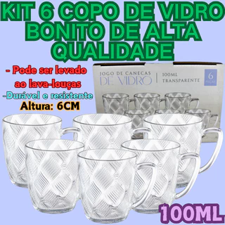 Kit 6 Copo De Vidro 100ml Transparente Elegante Nova Moda E De Alta Qualidade Durável E Resistente em Oferta na Shopee