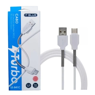 Cabo Com Mola USB Tipo-C / V8 / Iphone 1m Turbo Alta Qualidade Reforçado Top It Blue / Celark