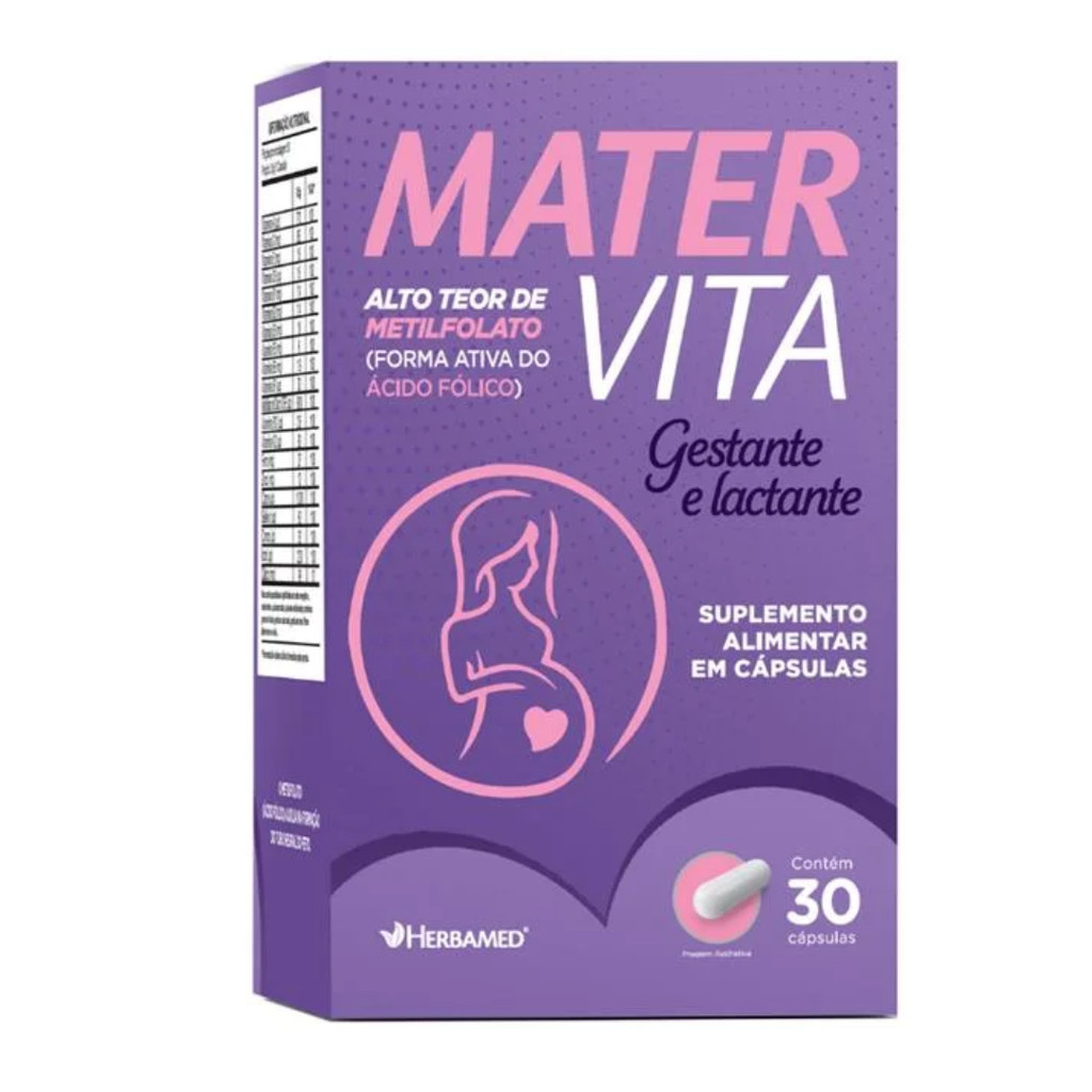 Mater Vita 500mg – Vitamina para Gestantes e Lactantes – Herbamed – 30 ...