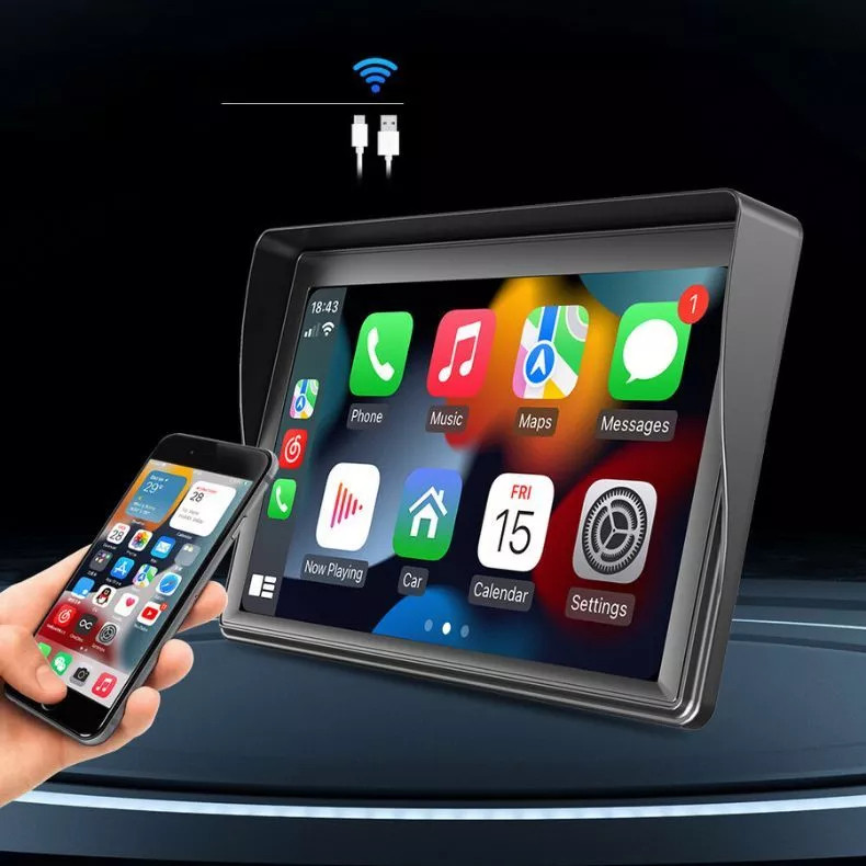 Multimídia Som De Carro Universal Carplay Android e IOS Tela 7 polegada Câmera