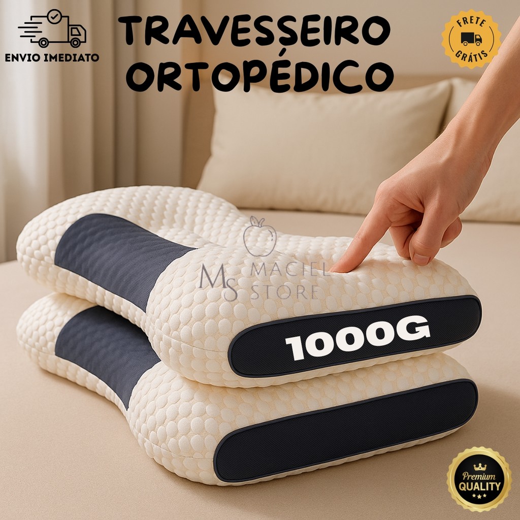 Travesseiro Ortopédico Cervical Ergonômico Fino-Almofada para Coluna ...