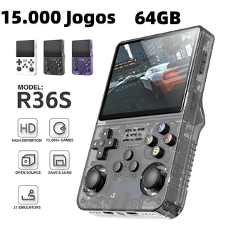 Console Portátil R36S + de 15.000 Jogos Vídeo Game 64g Linux Tela IPS 3.5 Polegadas em Oferta na Shopee