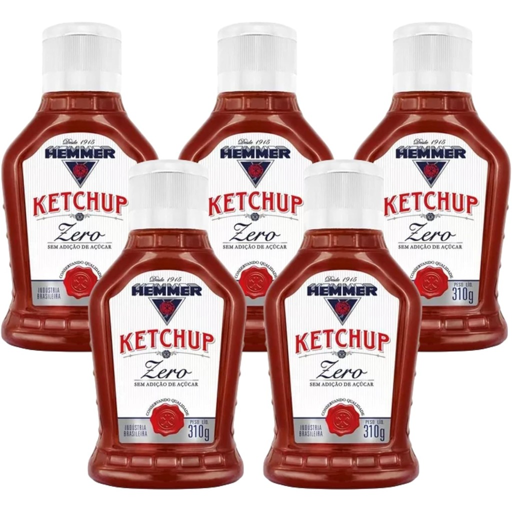 Ketchup Zero Adição de Açúcar Hemmer 310g Kit 05 Unidades | Shopee Brasil
