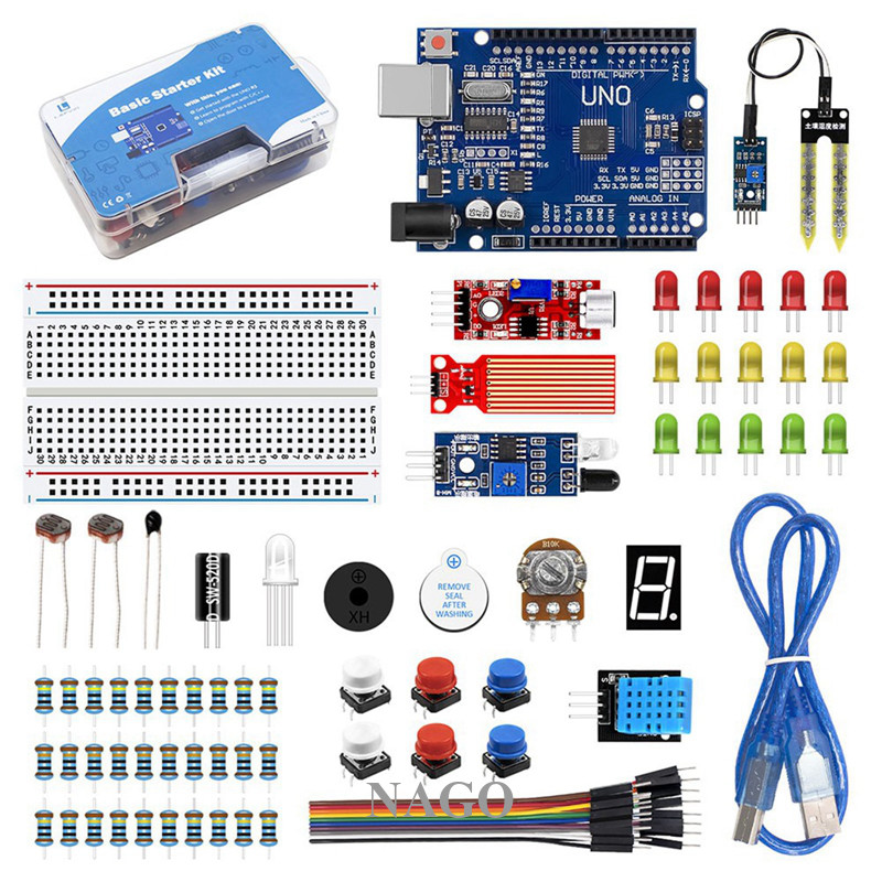 NAGO Kit Básico Inicial Para Arduino Uno R3 Com Código Tutorial Placa ...