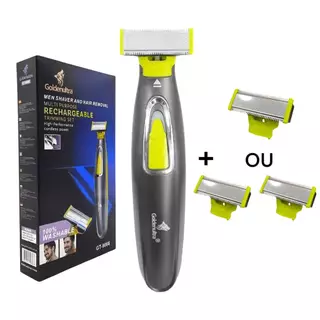 Barbeador Elétrico GT-9866 À Prova D'Água USB + Refil de Lâmina