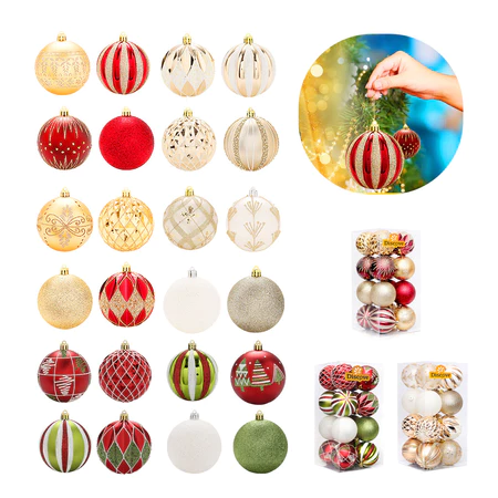 Kit 16 bolas enfeites de natal decoração para árvore natalina bolinha champanhe loja pisca pisca led