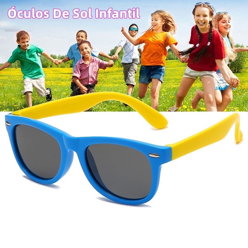 Óculos De Sol Polarizados Infantis De Borracha , Vintage , Masculino , Feminino , Marca Famosa , Designer , Moda , Condu