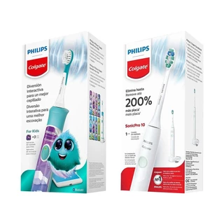 Kit Escova de Dentes Elétrica Philips Colgate SonicPro + SonicPro 10 em Oferta na Shopee
