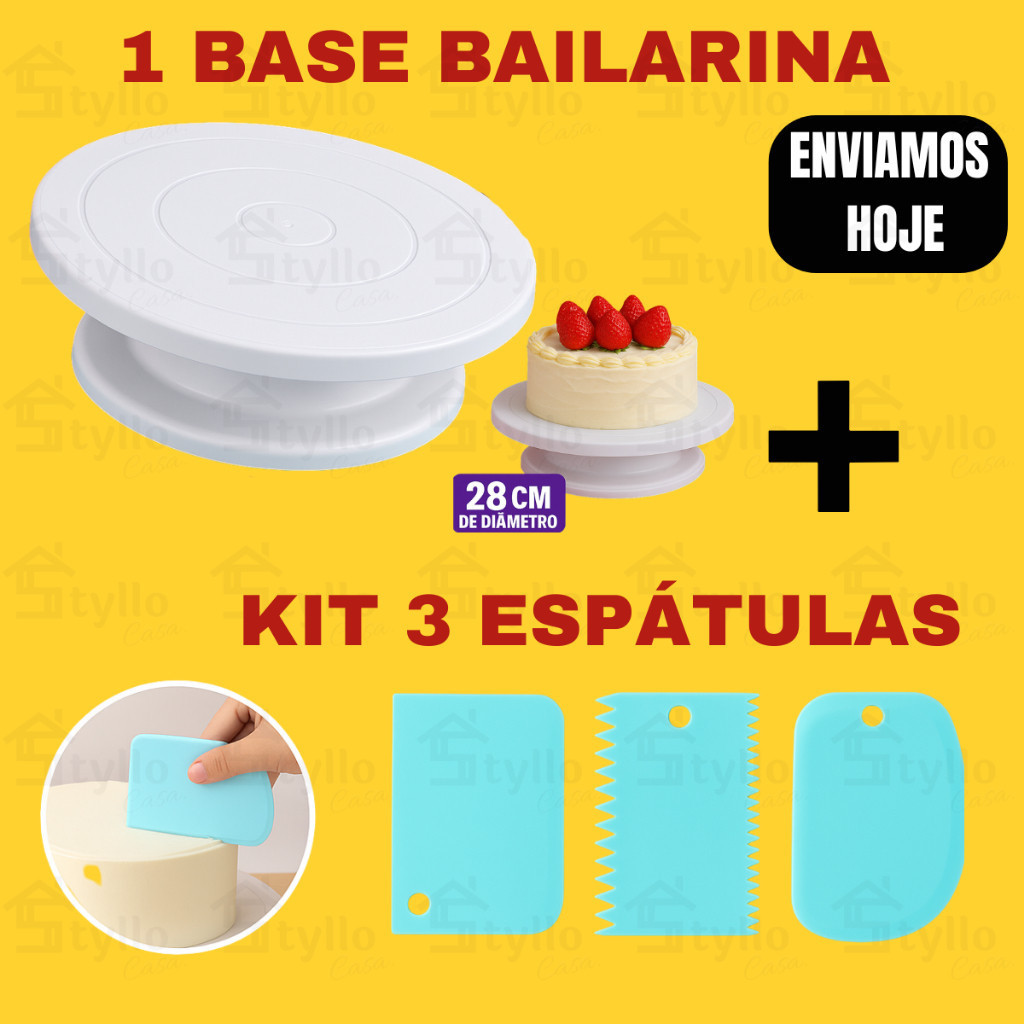 Kit Confeitaria Base Bailarina E Kit Espatulas Raspadores De