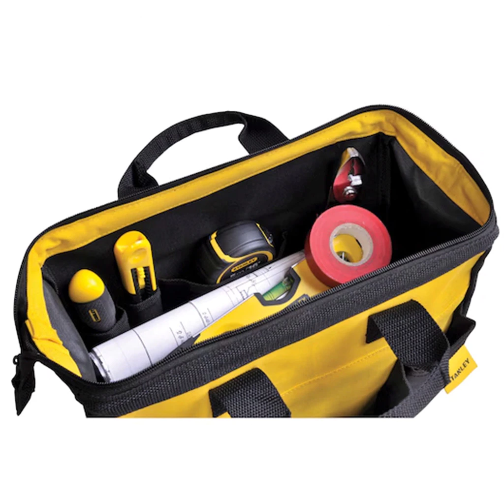 Bolsa Ferramentas Stanley STST512114 12 Pol Tecido Impermeável 13 Divisões Bolsos Suporta 25kg Base Reforçada