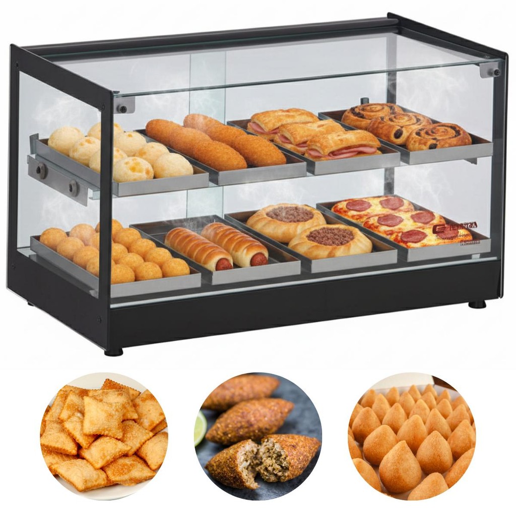 Estufa Vitrine Para Salgados 8 Bandejas Dupla Expositor Quad
