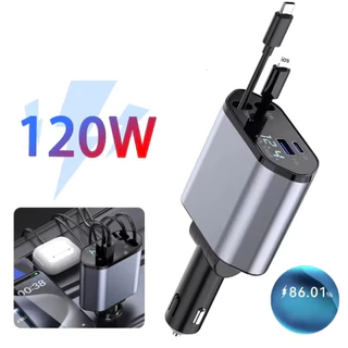 Carregador de carro retrátil carregador rápido de para carro 4 em 1 para iPhone/Android em Oferta na Shopee
