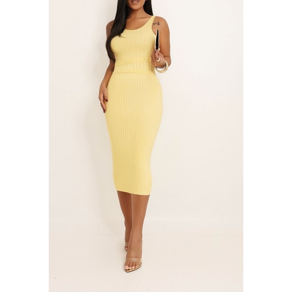 Vestido Tricô Modal Elisa Longo Com Recorte Lateral | Shopee Brasil
