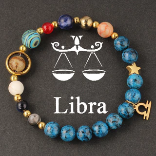 Star Guardian ・ Pulseira de pedra Natural de doze constelações com oito elementos do planeta, acessórios masculinos e fe