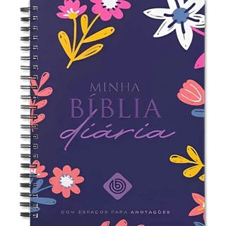 Bíblia Sagrada Anote | Minha Bíblia Diária | Espaço para Anotações | Espiral Capa Dura Azul Floral em Oferta na Shopee