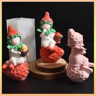 Molde De Vela De Elfo De Morango Não Tóxico , Fácil De Limpar , Silicone Fofo De Alta Qualidade , Produto Comestível Par