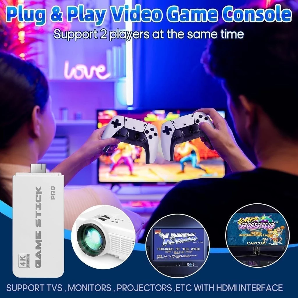 2025 NOVO Vídeo Game Stick M15 Plus  4k 64gb Hdmi Com 2 Controles Se Fio +20mil Jogos Moby
