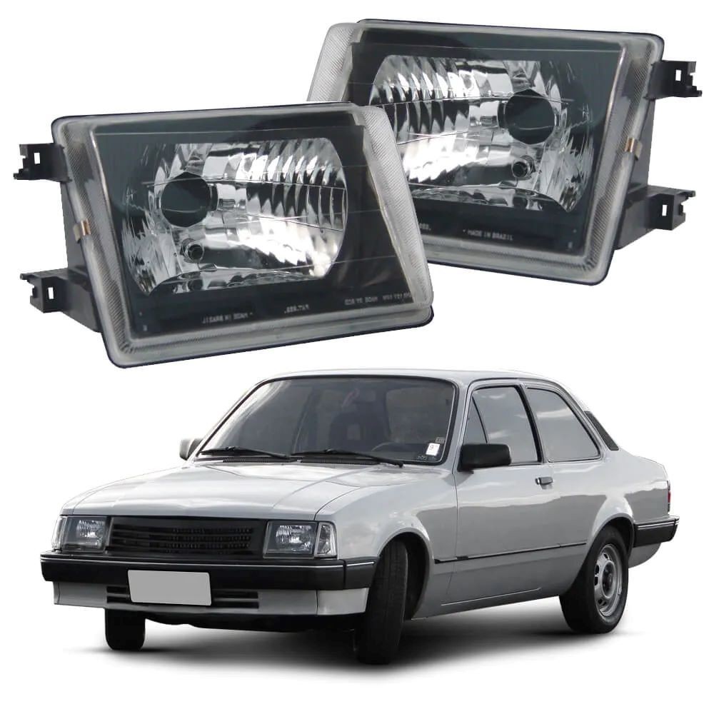 Farol Esportivo Chevette Chevy Marajó 1983 A 1993 Lente Lisa Mascara ...