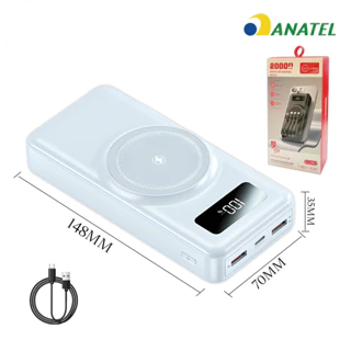 Sem fio/Com fio Carregador Portátil 20.000mAh Indução para iPhone/Android Power Bank ANJGG