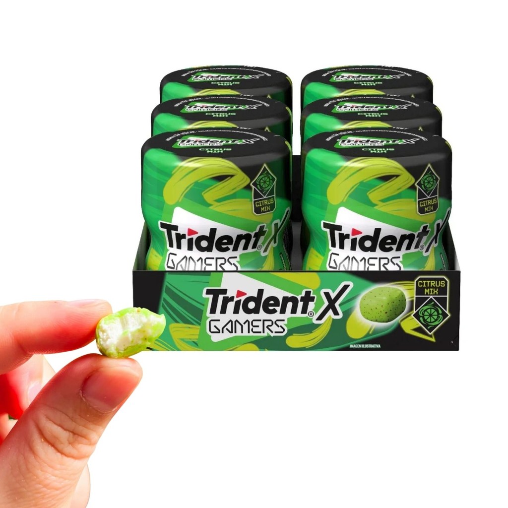Chiclete Trident Pote X Gamers Citrus Mix Zero Açúcar - 6 Unidades